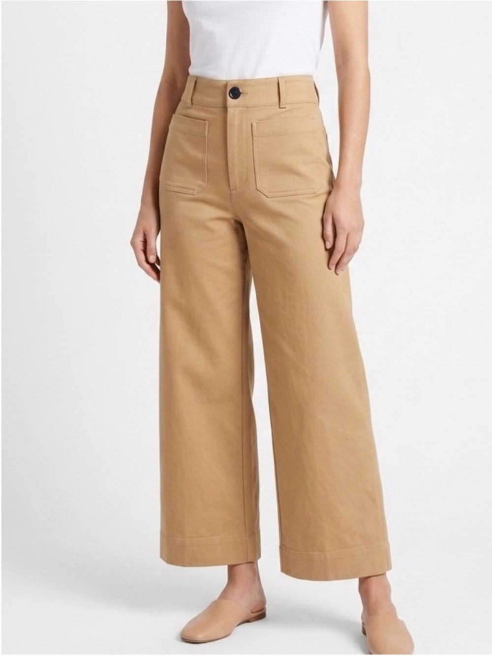 Anthropologie Maeve Colette Cropped Wide Leg Trousers Pants Camel